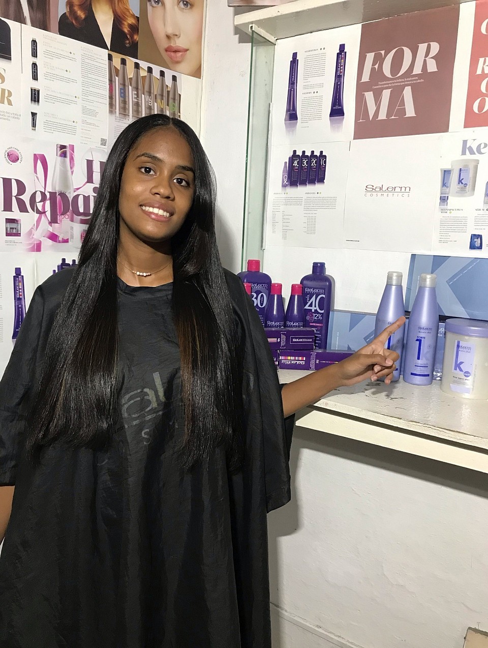 Cabello afro tratado con keratin shot $7550